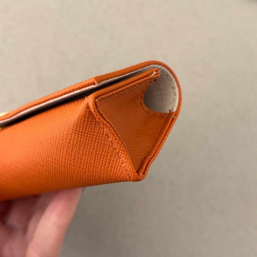 TORY BURCH ORANGE SMALL SKINNY AUTHENTIC EYEGLASSES CASE - Picture 6 of 7